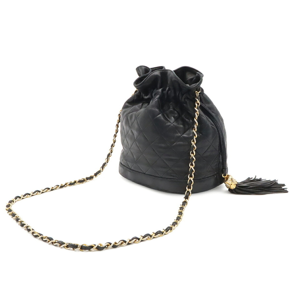CHANEL Matelassé Shoulder Bag, Chain Strap, Tassel, Leather, Black - Picture 3 of 10